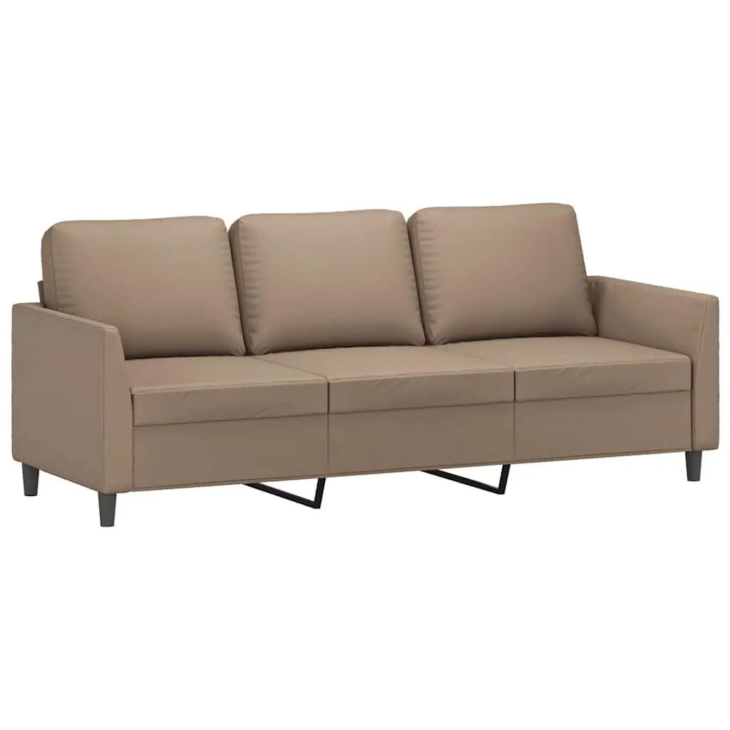 3-Seater Sofa Cappuccino Faux Leather 180cm Living Room Couch