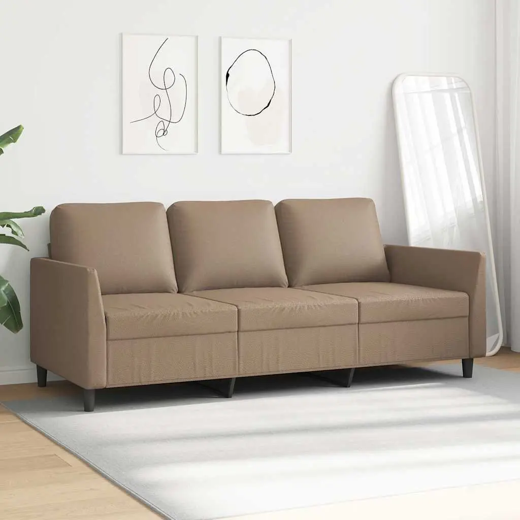 3-Seater Sofa Cappuccino Faux Leather 180cm Living Room Couch