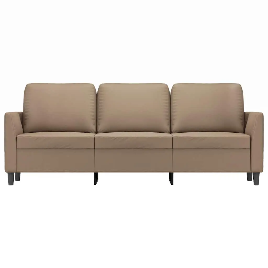3-Seater Sofa Cappuccino Faux Leather 180cm Living Room Couch