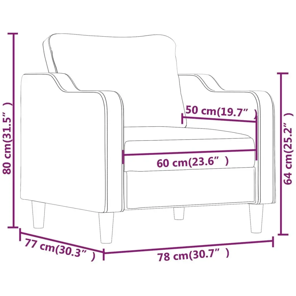 Grey Fabric Armchair 60cm Modern Single Seat Chair for Living Room Lounge