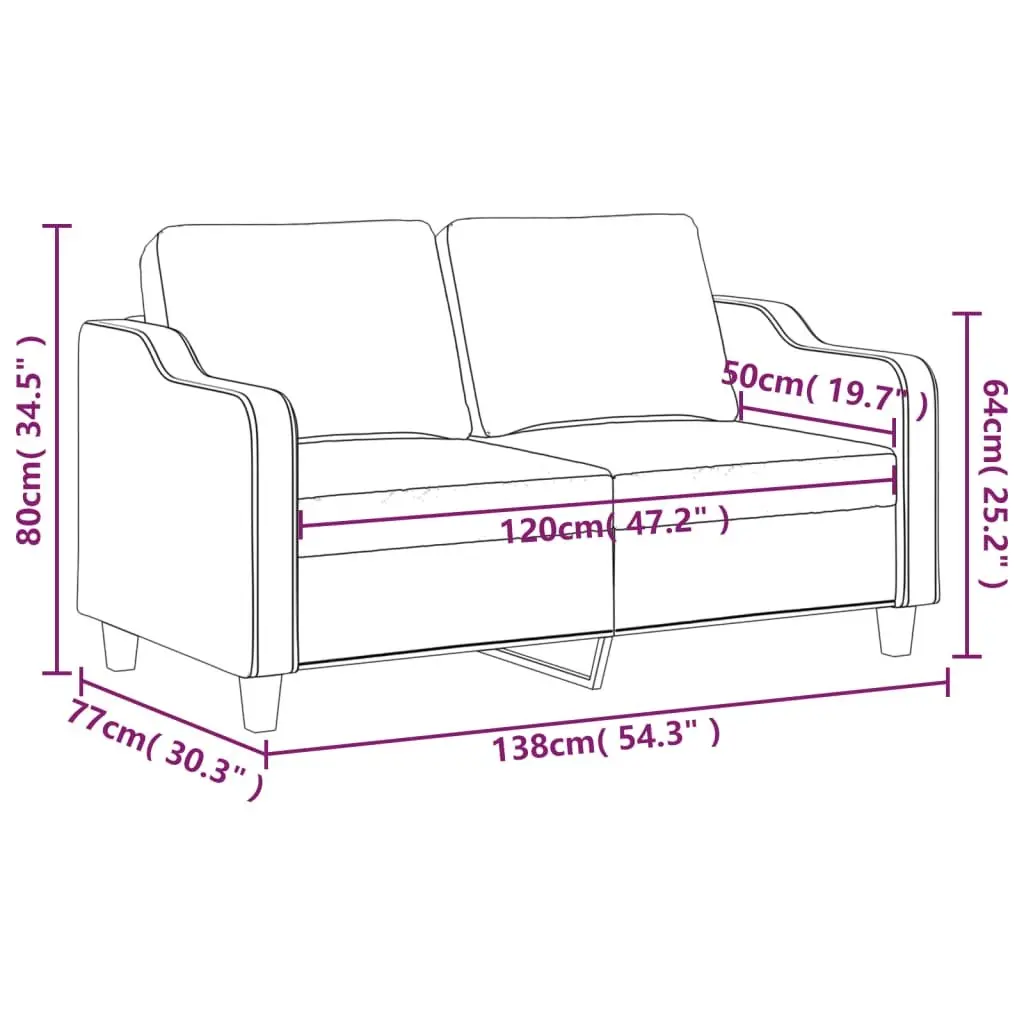 2-Seater Sofa Dark Grey 120cm Fabric Couch