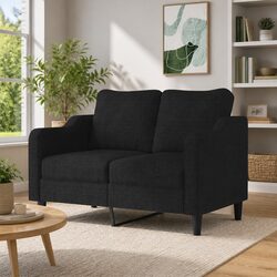 Friendly Black Fabric 2-Seater Sofa for Everyday Use