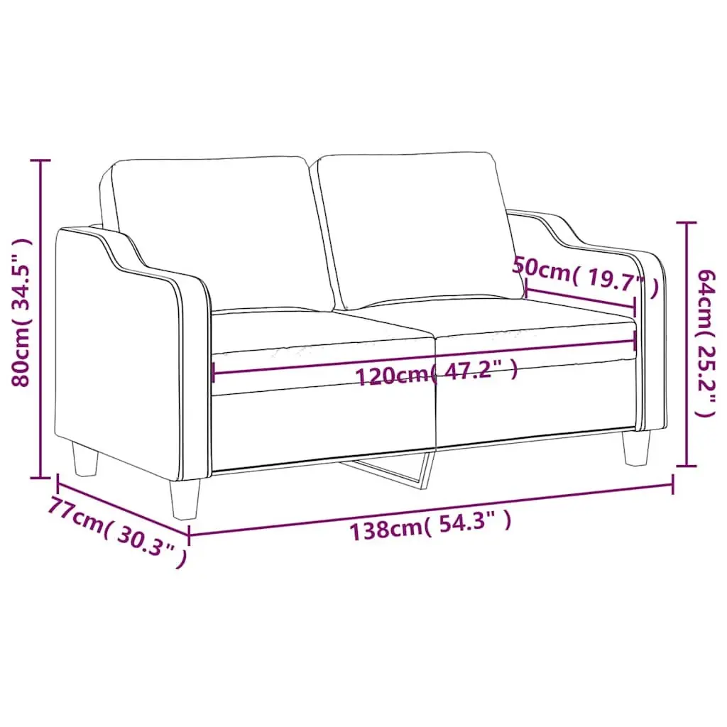 2-Seater Sofa Black Fabric 120cm Modern Living Room Couch Lounge Seat