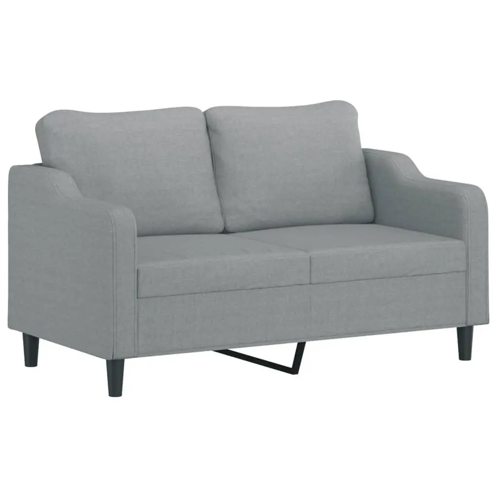 2-Seater Sofa Grey Fabric 140cm Living Room Couch Padded Armrests Modern Design