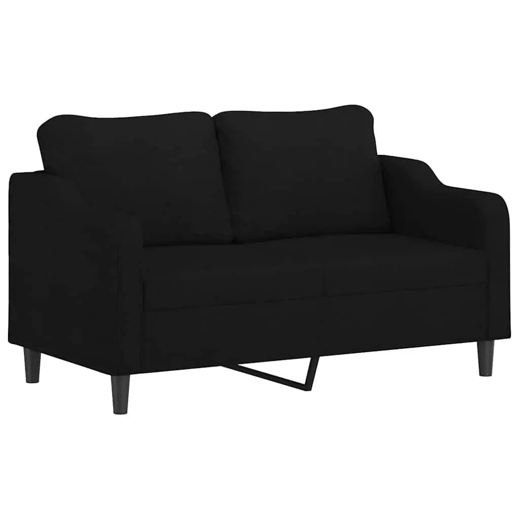 2-Seater Sofa Black 140cm Fabric Upholstered Padded Couch