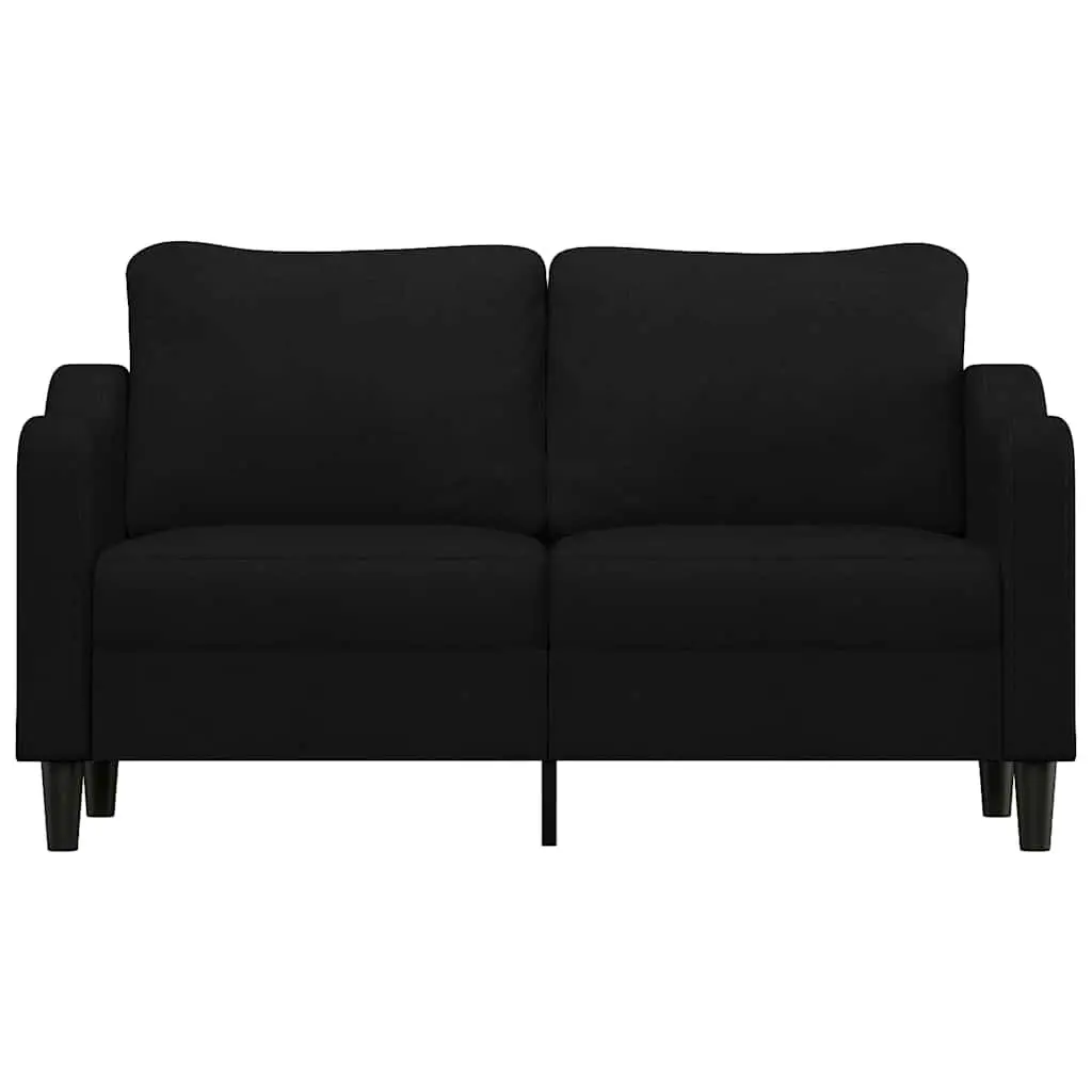 2-Seater Sofa Black 140cm Fabric Upholstered Padded Couch
