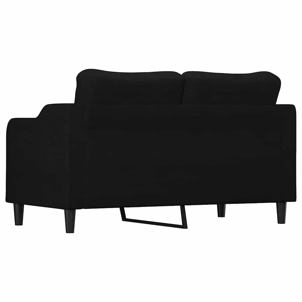 2-Seater Sofa Black 140cm Fabric Upholstered Padded Couch