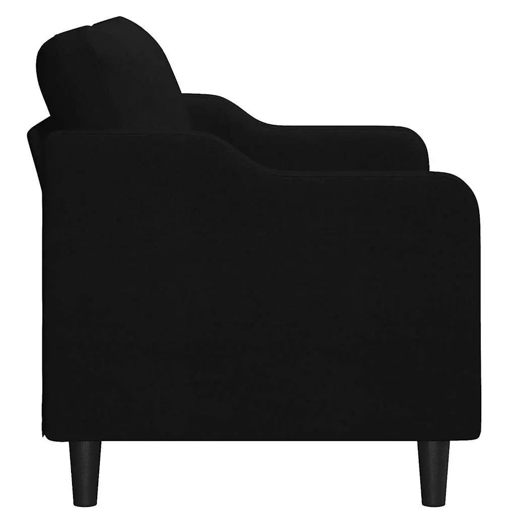 2-Seater Sofa Black 140cm Fabric Upholstered Padded Couch