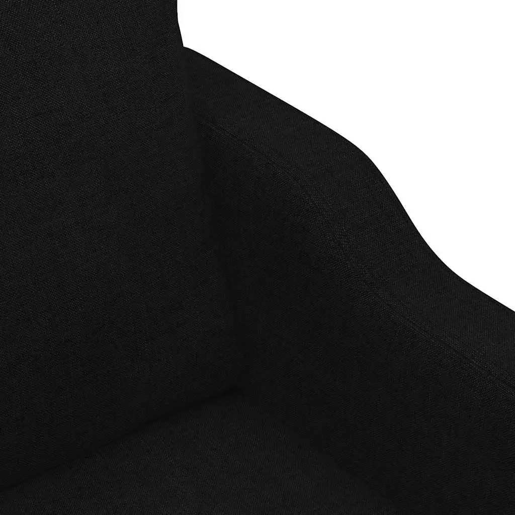 2-Seater Sofa Black 140cm Fabric Upholstered Padded Couch
