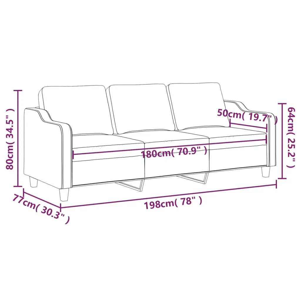 3-Seater Sofa in Light Grey Fabric