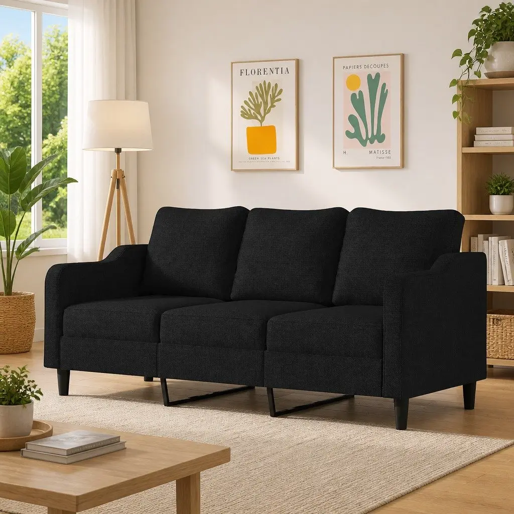 Black 3-Seater Sofa