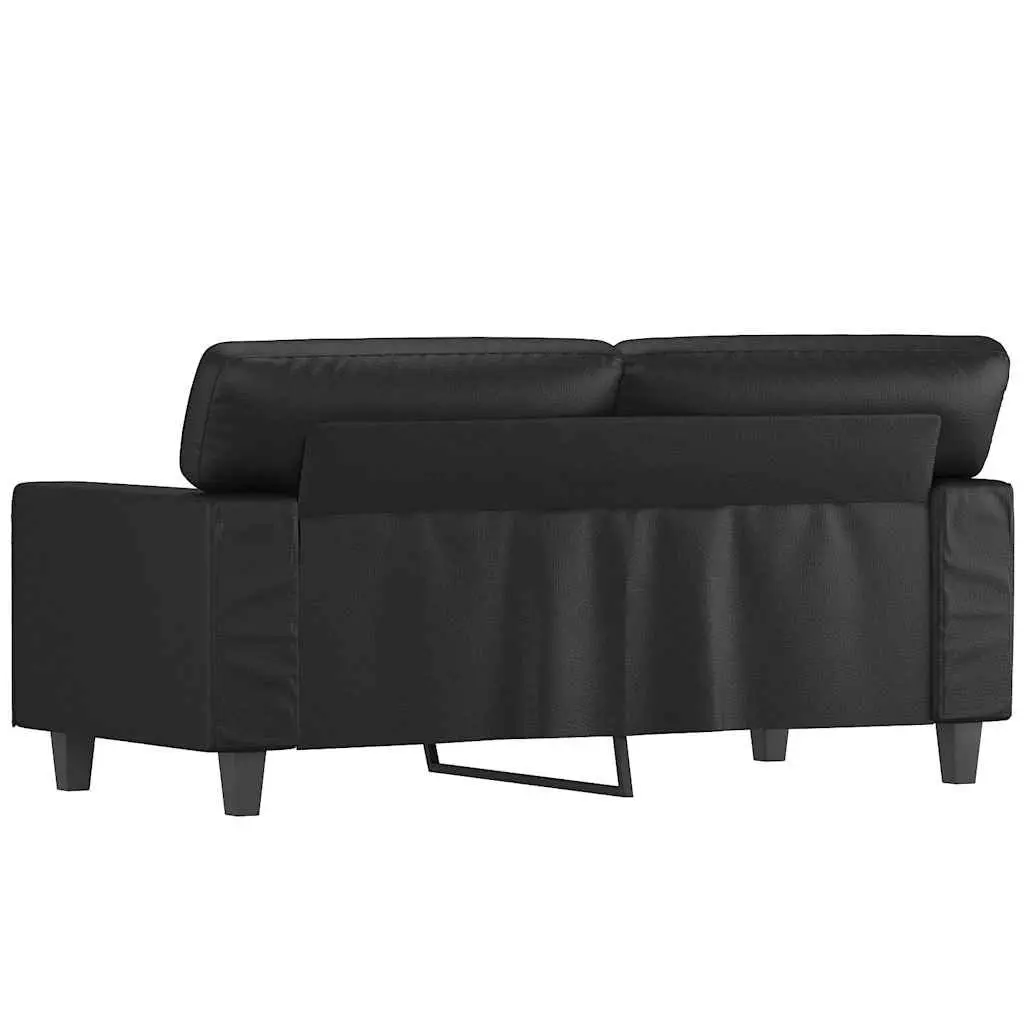 2-Seater Sofa Modern Black 120cm Faux Leather Lounge Furniture