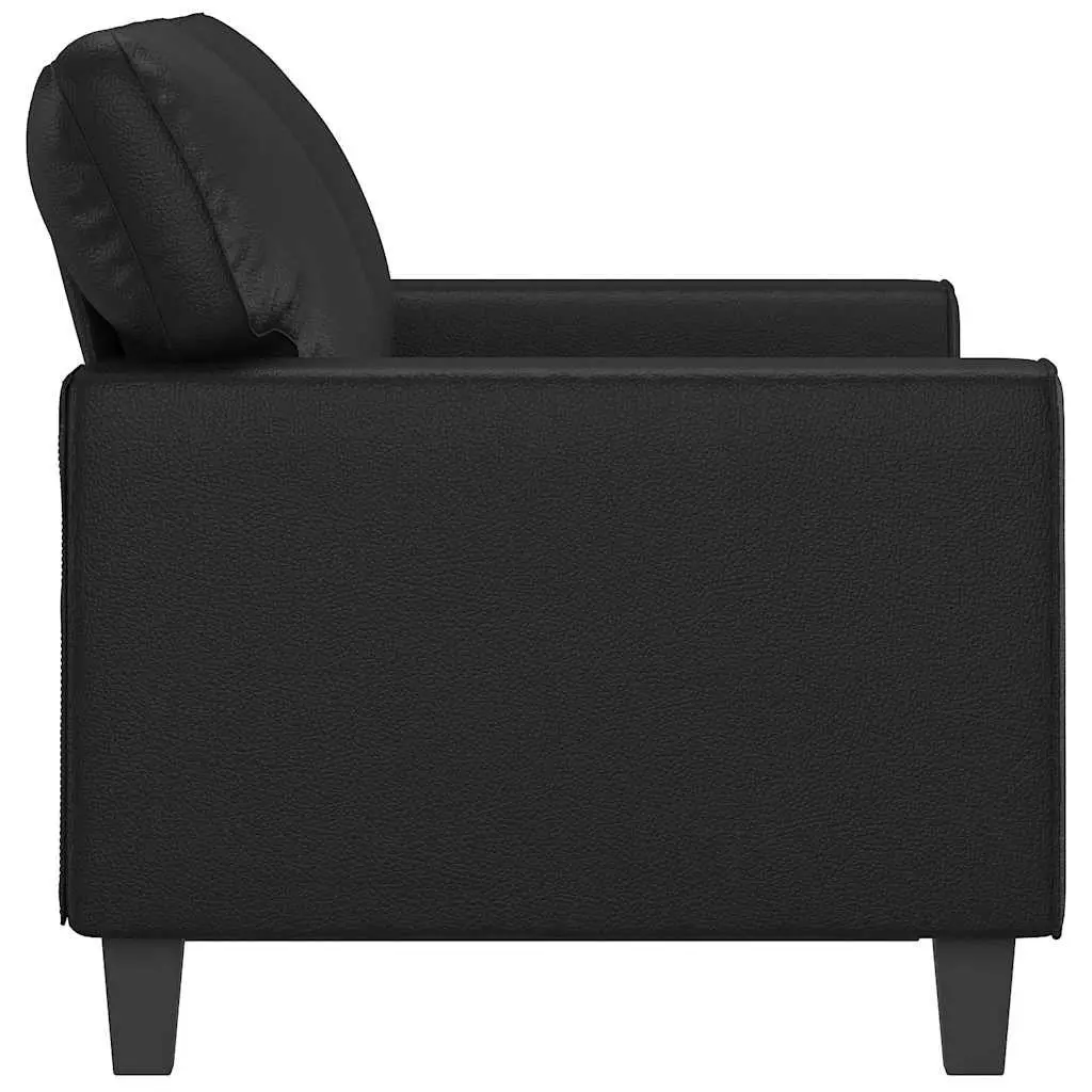2-Seater Sofa Modern Black 120cm Faux Leather Lounge Furniture