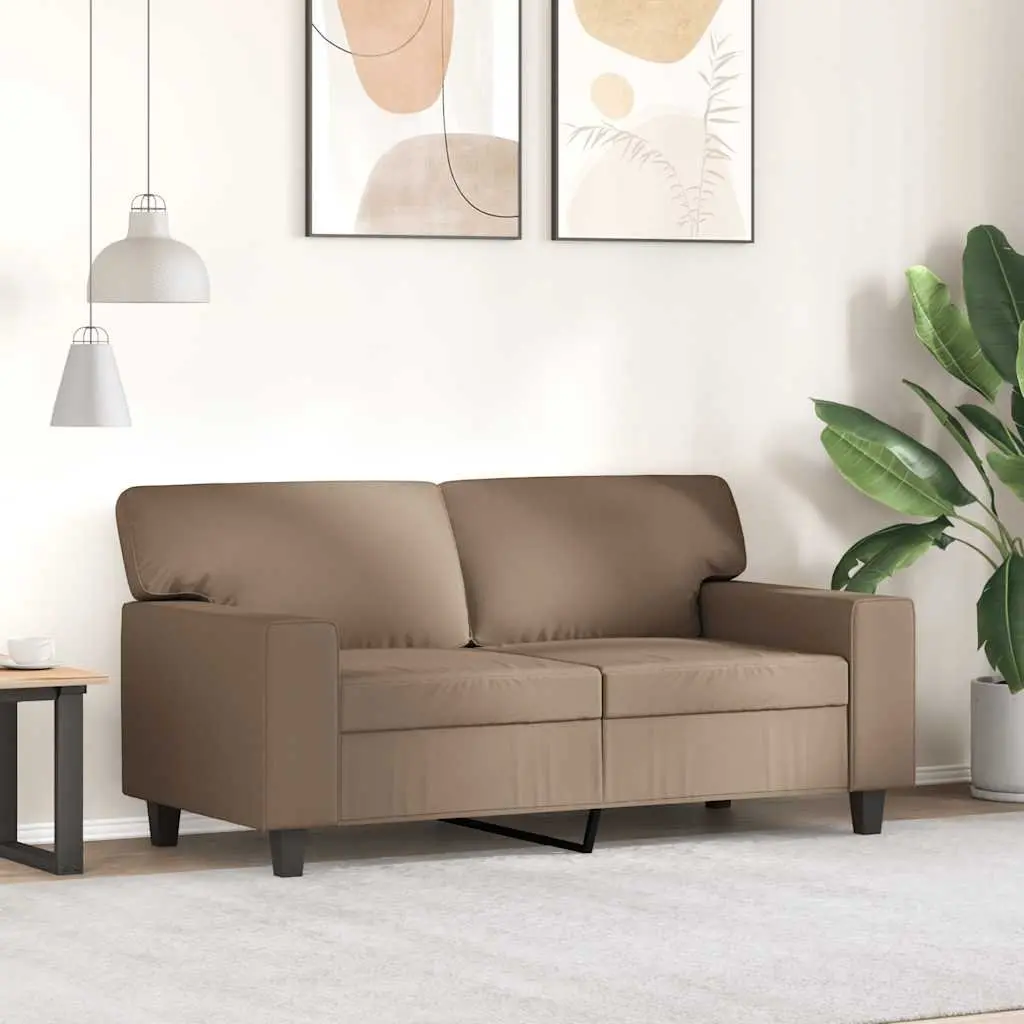 BrownFauxLeather2SeaterSofaModernLoungeCouch120cm