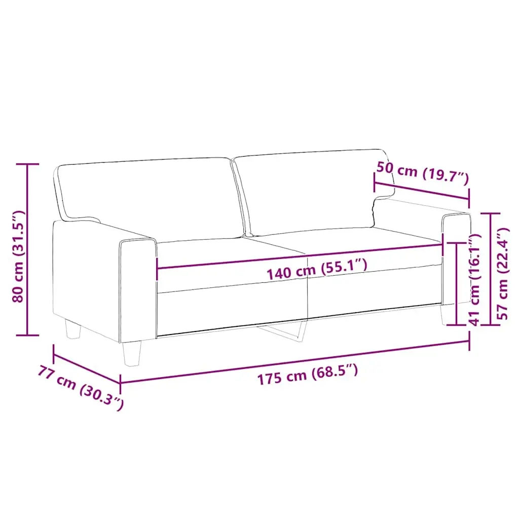 2-Seater Sofa Black 140cm Modern Lounge Couch Faux Leather Living Room Furniture