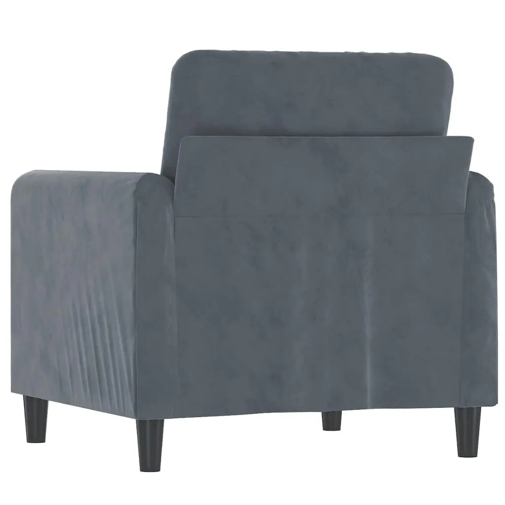 Grey Velvet Sofa Chair 60cm Modern Accent Armchair Lounge Seat Furniture