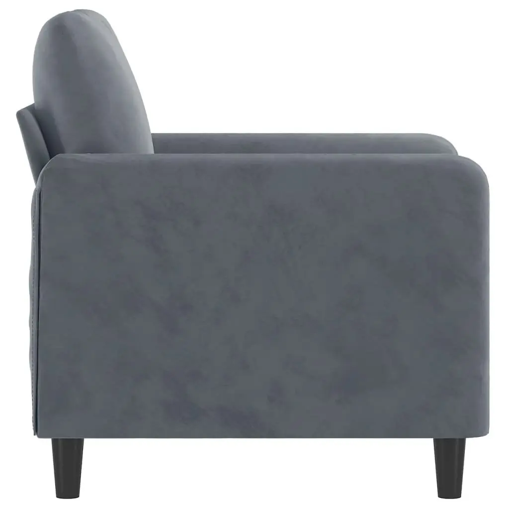 Grey Velvet Sofa Chair 60cm Modern Accent Armchair Lounge Seat Furniture