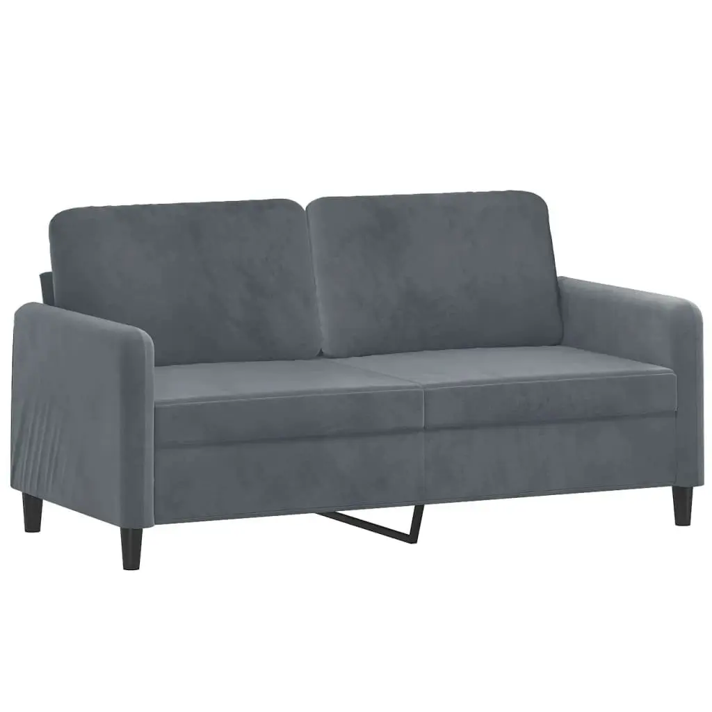 2-Seater Sofa Grey 140cm Modern Living Room Couch Velvet Upholstered Furniture