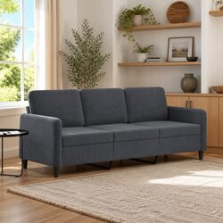 3-Seater Sofa Grey Velvet 180cm Living Room Furniture Modern Couch