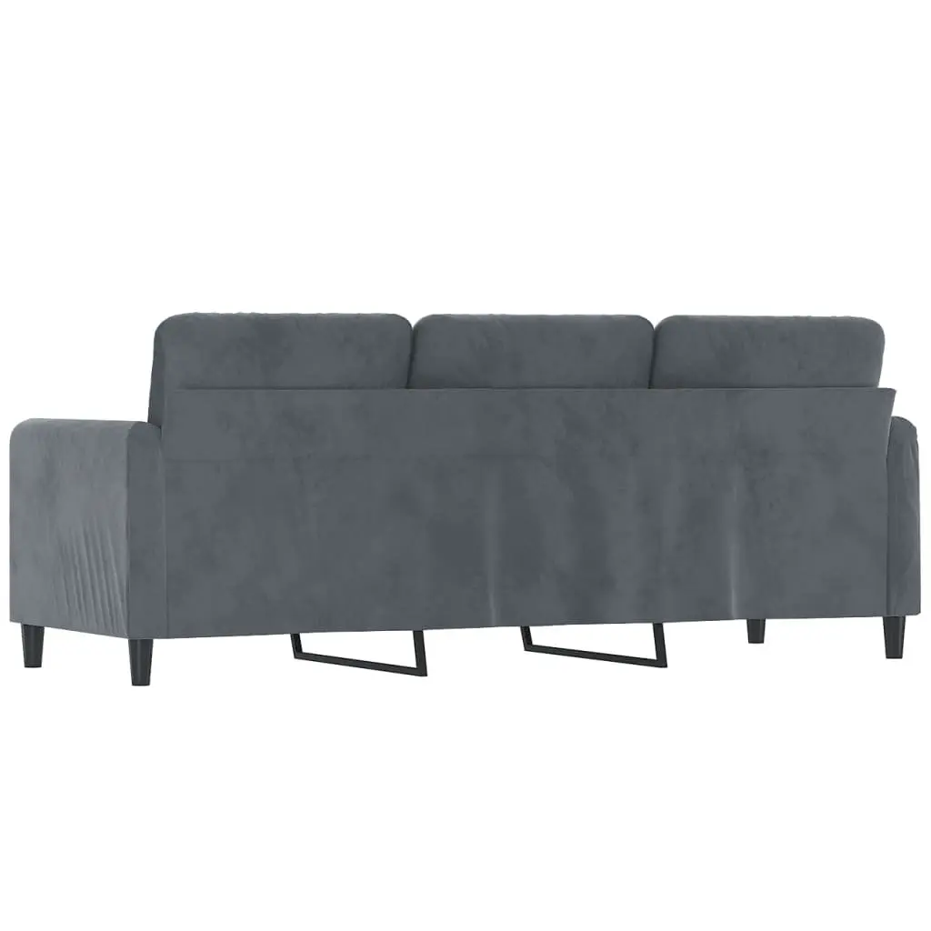 3-Seater Sofa Grey Velvet 180cm Modern Couch