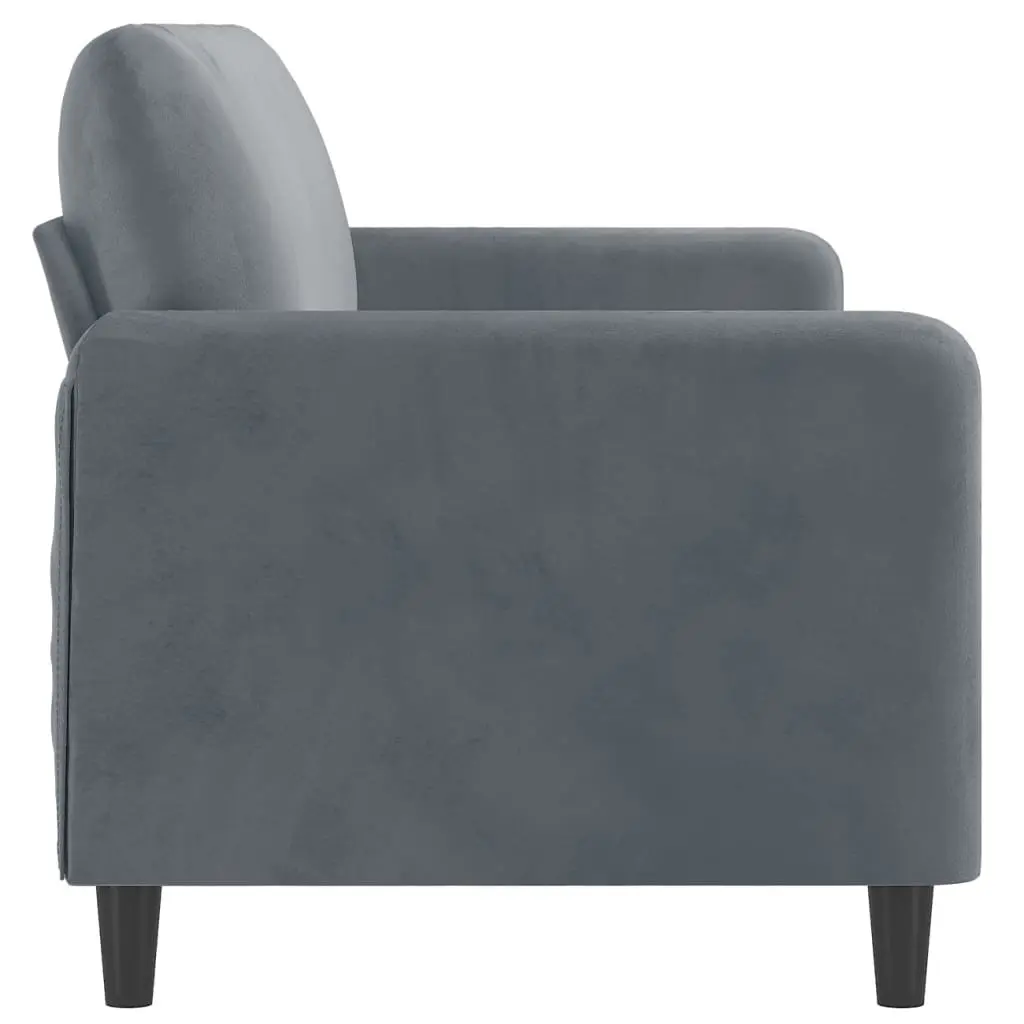 3-Seater Sofa Grey Velvet 180cm Modern Couch