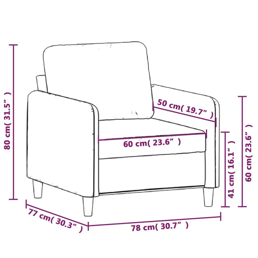 Grey Fabric Sofa Chair 60cm Wide Armchair Padded Seat Living Room Furniture