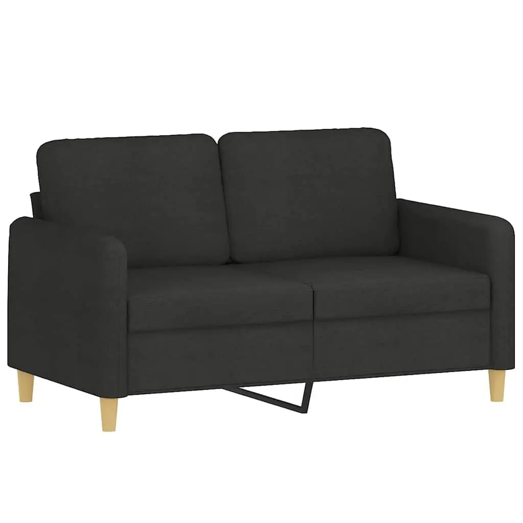 2-Seater Sofa Modern Black 120cm Fabric Couch Armrest Back Cushions
