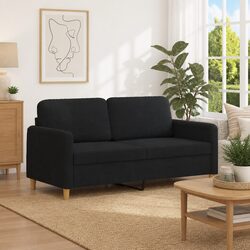 Friendly Black Fabric 2-Seater Sofa for Living Rooms
