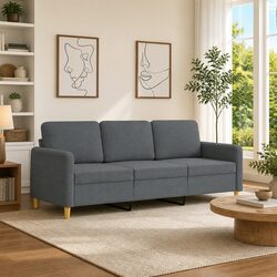 Friendly 3-Seater Sofa in Grey Fabric for Your Home