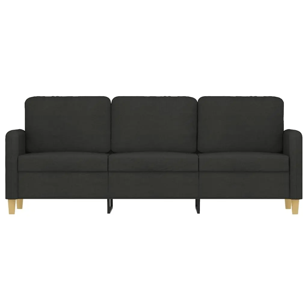 3-Seater Sofa Black Fabric 180cm Modern Upholstered Couch