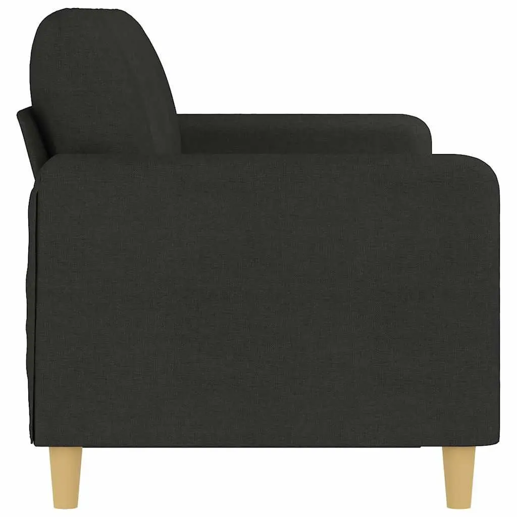 3-Seater Sofa Black Fabric 180cm Modern Upholstered Couch