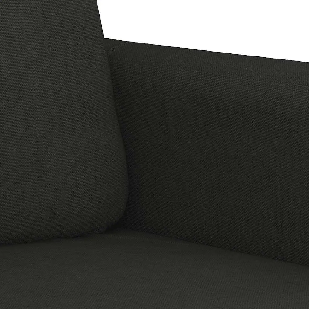 3-Seater Sofa Black Fabric 180cm Modern Upholstered Couch