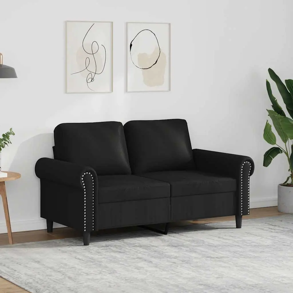 2-Seater Sofa Black Faux Leather 120cm Modern Living Room Couch