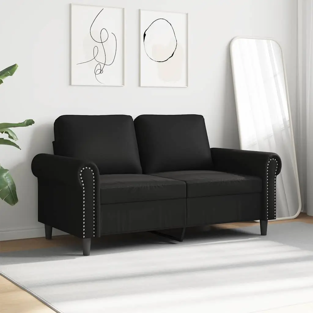 2-Seater Sofa Black Faux Leather 120cm Modern Living Room Couch