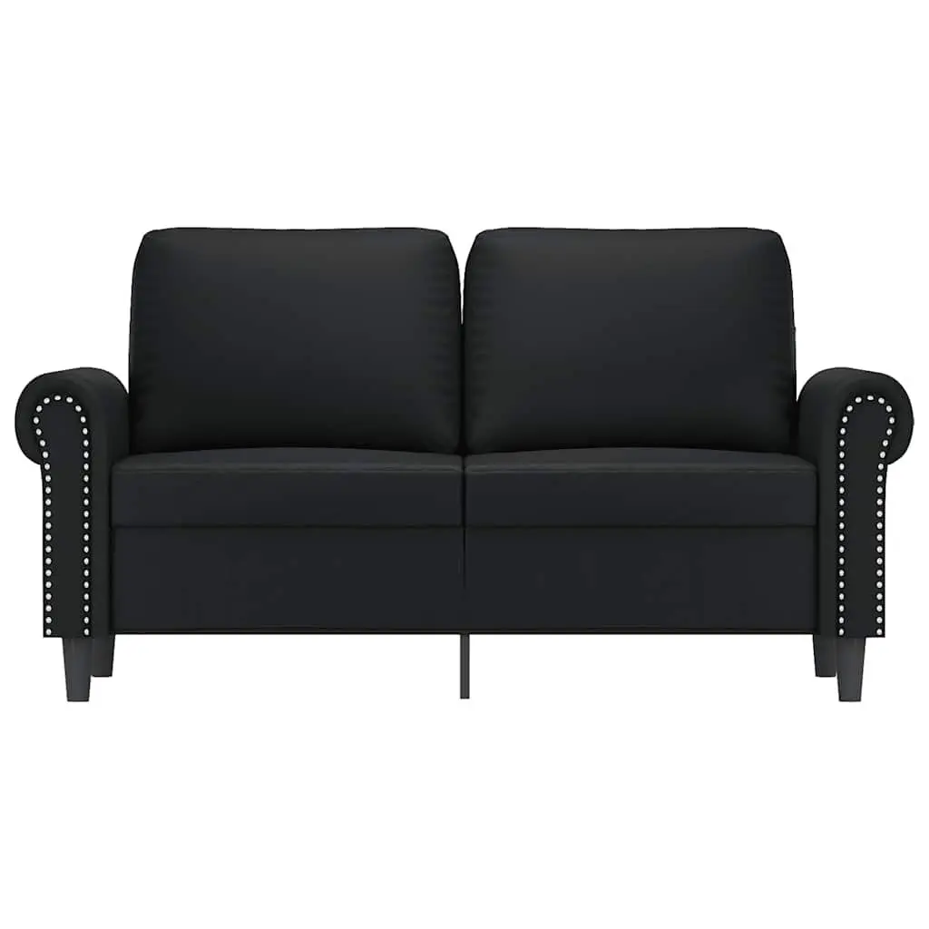 2-Seater Sofa Black Faux Leather 120cm Modern Living Room Couch