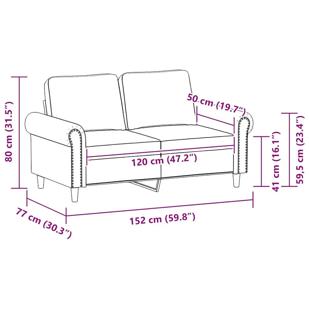 2-Seater Sofa Black Faux Leather 120cm Modern Living Room Couch