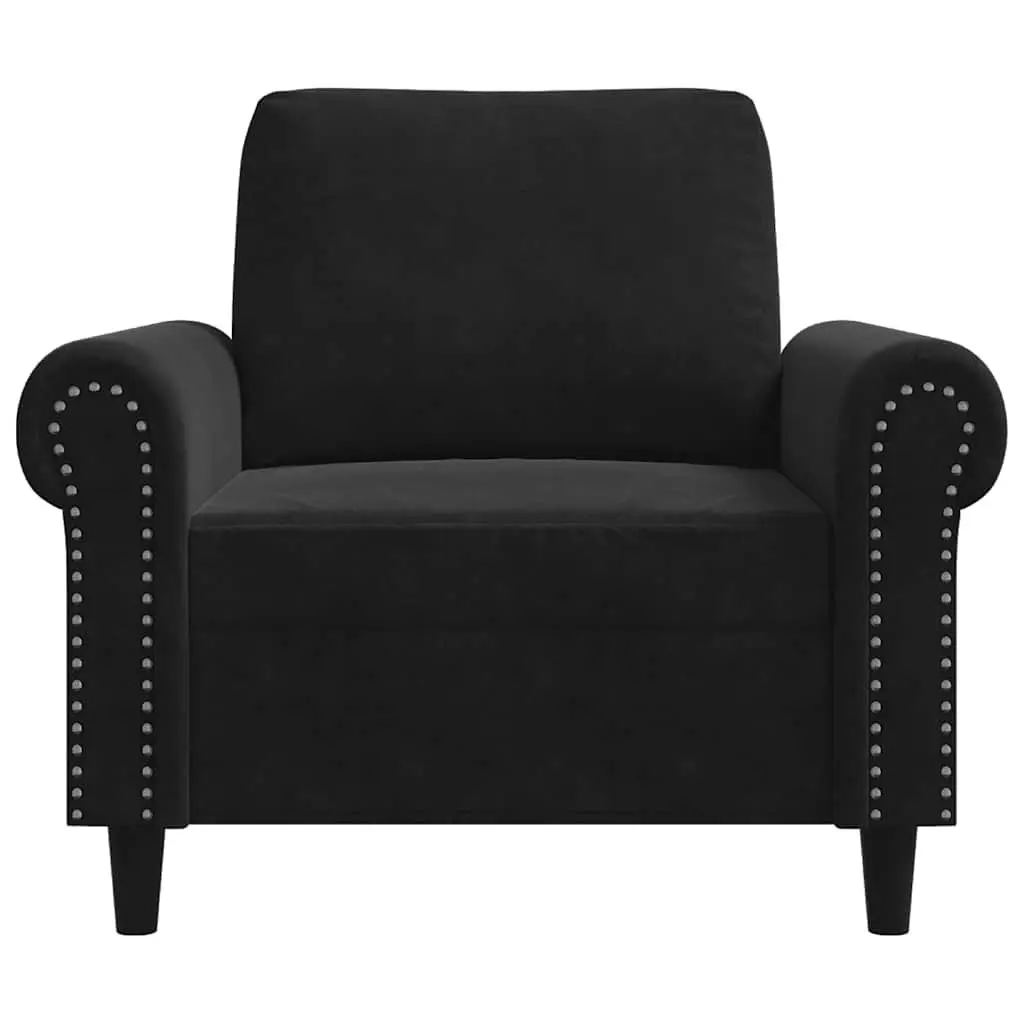Black Velvet Sofa Chair 60cm Armchair Lounge Seat Padded Furniture Living Room