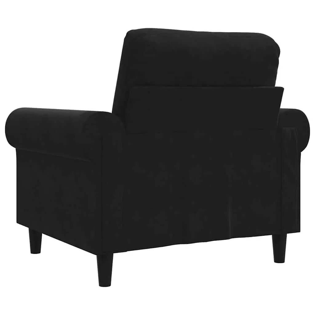 Black Velvet Sofa Chair 60cm Armchair Lounge Seat Padded Furniture Living Room