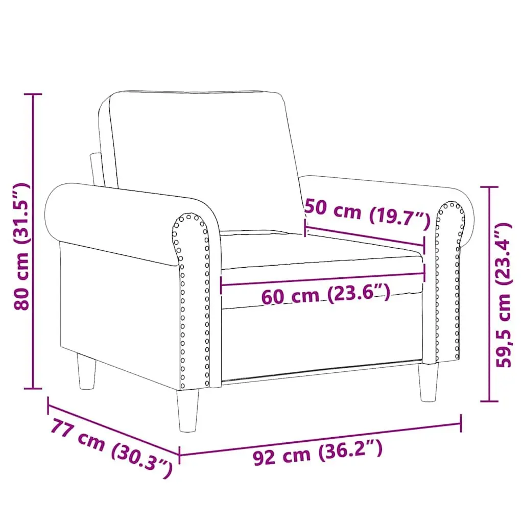 Black Velvet Sofa Chair 60cm Armchair Lounge Seat Padded Furniture Living Room