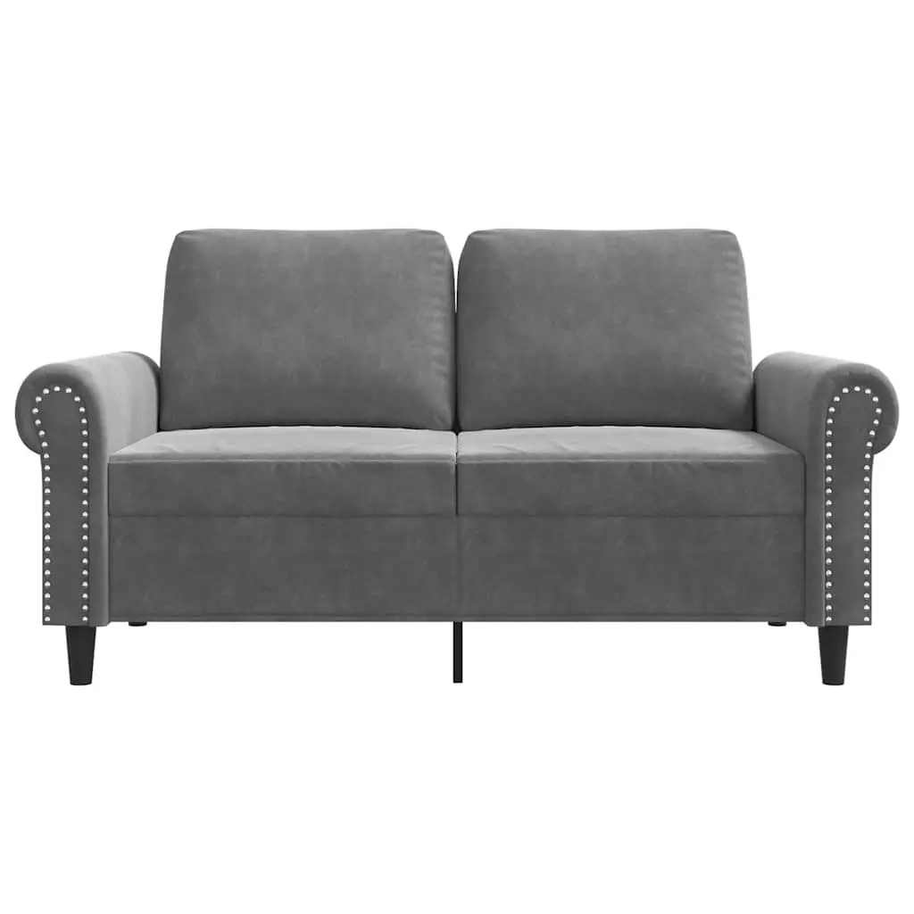 Grey Velvet Lounge Couch 120cm Modern 2-Seater Sofa