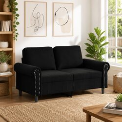 Your New Cozy Black Velvet 2-Seater Sofa Awaits