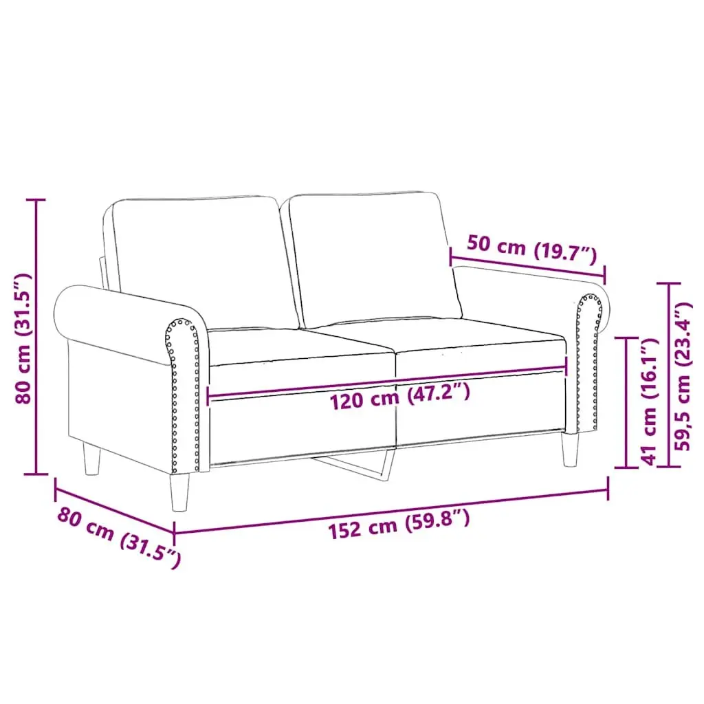 2-Seater Sofa Black 120cm Modern Living Room Couch Velvet Lounge Furniture