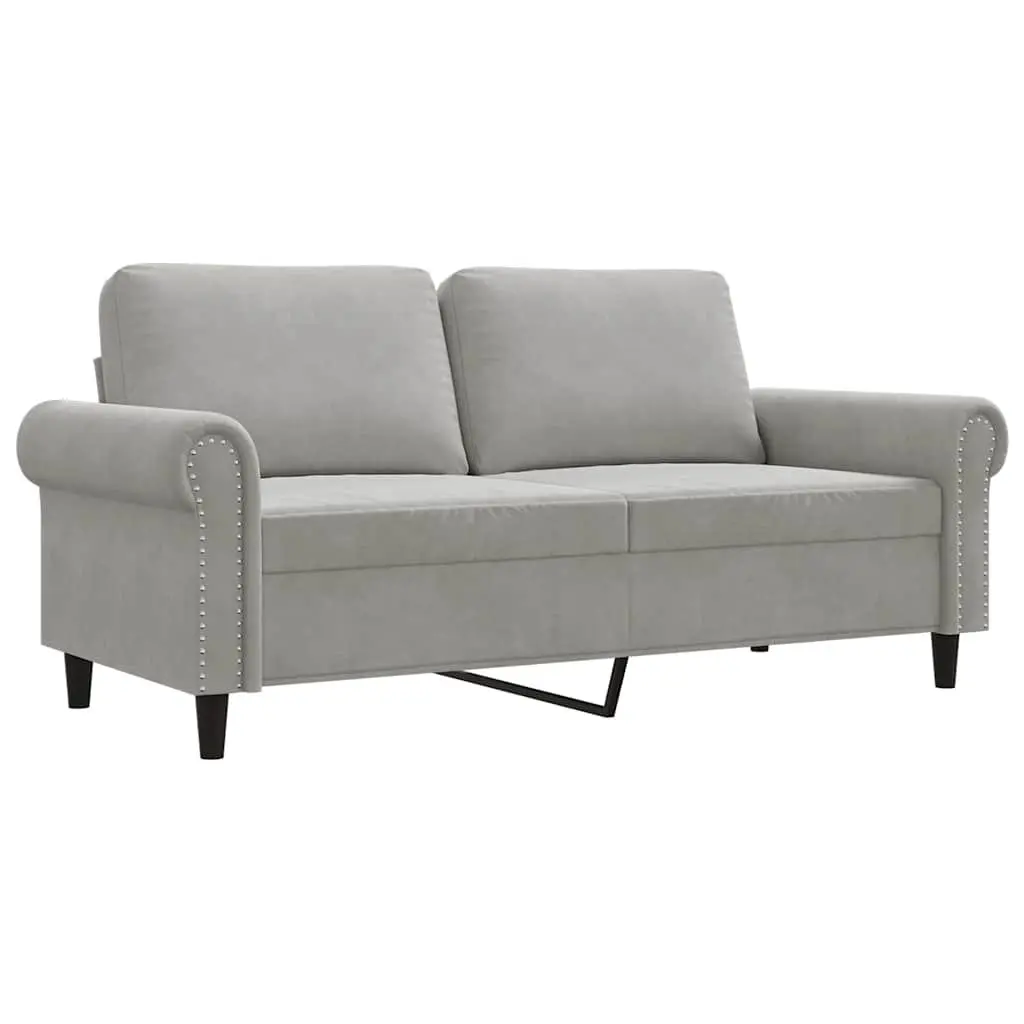2-Seater Sofa Grey 140cm Modern Velvet Upholstered Couch