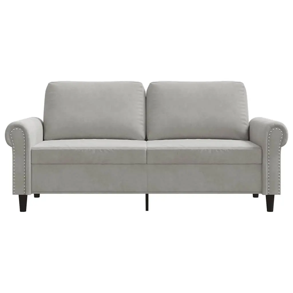 2-Seater Sofa Grey 140cm Modern Velvet Upholstered Couch