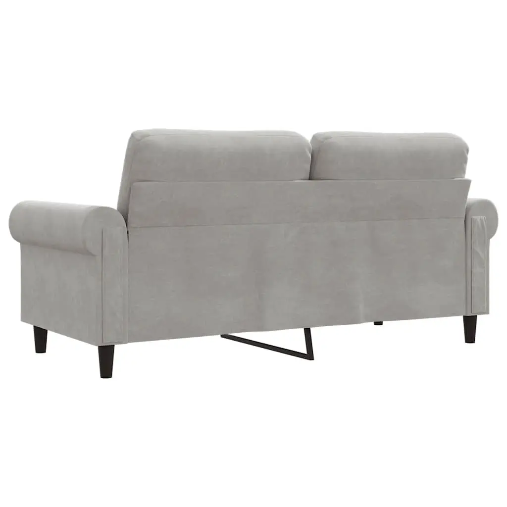 2-Seater Sofa Grey 140cm Modern Velvet Upholstered Couch