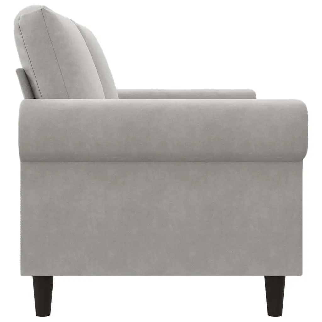 2-Seater Sofa Grey 140cm Modern Velvet Upholstered Couch