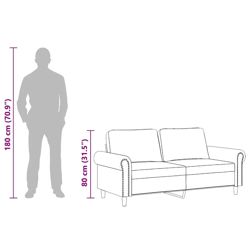 2-Seater Sofa Grey 140cm Modern Velvet Upholstered Couch