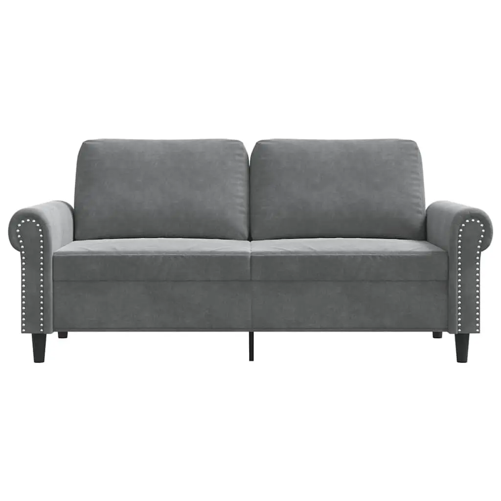 2-Seater Sofa Grey Velvet Upholstered 140cm Modern Living Room Couch