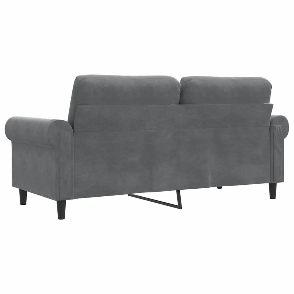 2-Seater Sofa Grey Velvet Upholstered 140cm Modern Living Room Couch