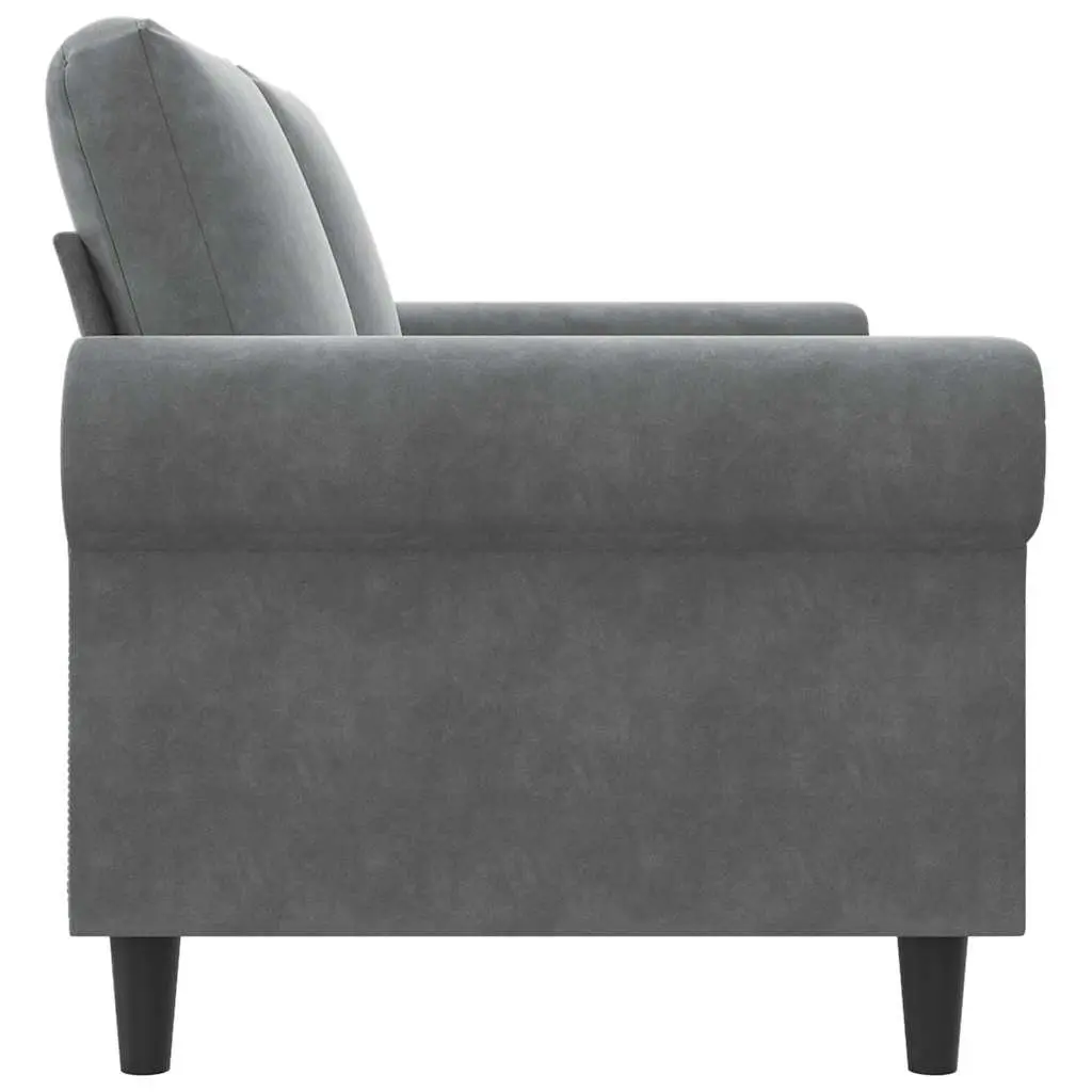 2-Seater Sofa Grey Velvet Upholstered 140cm Modern Living Room Couch